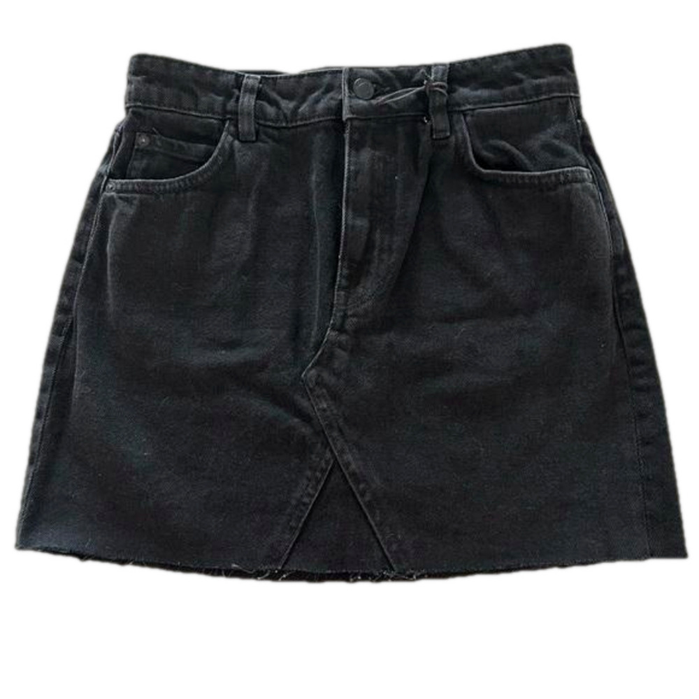 MNG Mango Denim Jeans Mini Basic Skirt X-Small Black Short 100% Organic Cotton